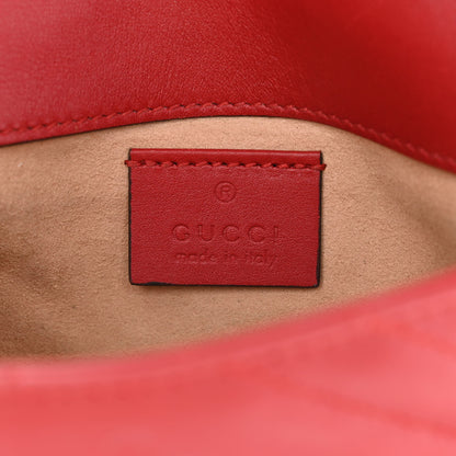 Gucci Calfskin Matelasse Super Mini GG Marmont Shoulder Bag Hibiscus Red 6 of 11