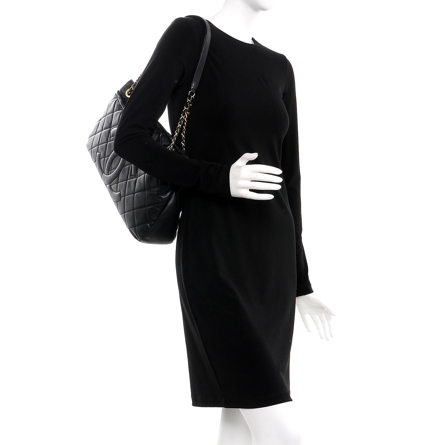 Chanel Caviar Quilted CC Timeless Soft Tote Black 2 of 7