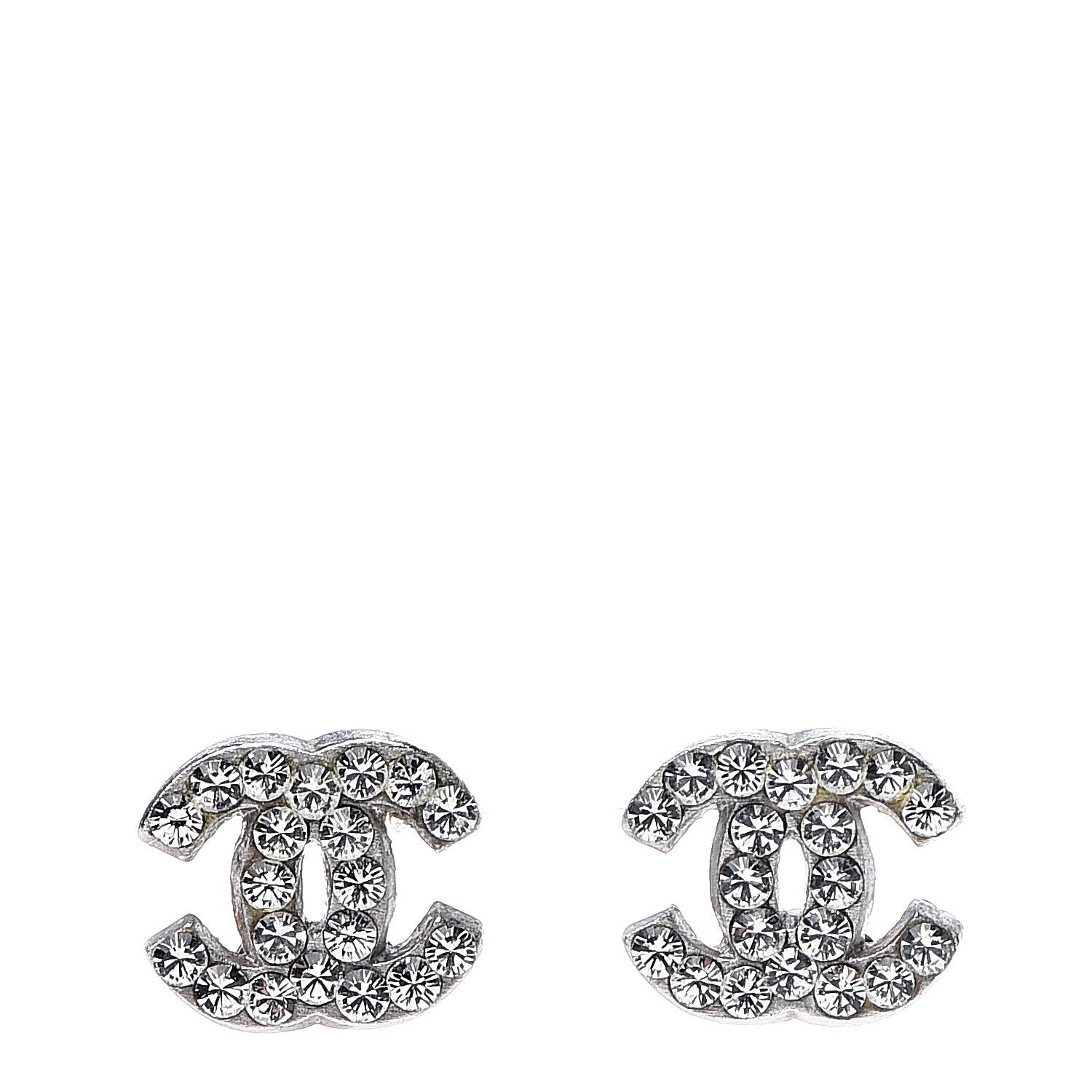 Chanel Crystal Mini Timeless CC Earrings Silver 1 of 5