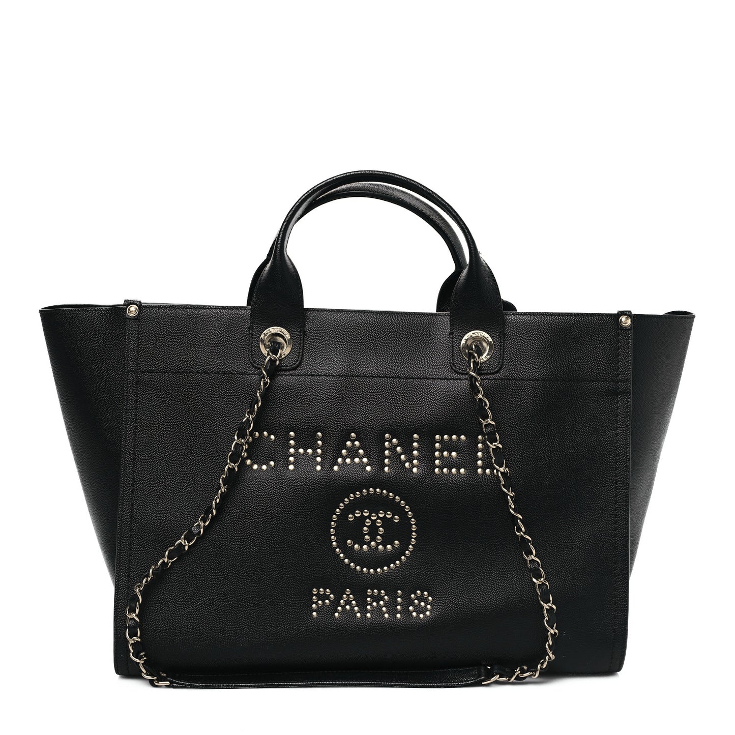 Caviar Large Studded Deauville Tote Black