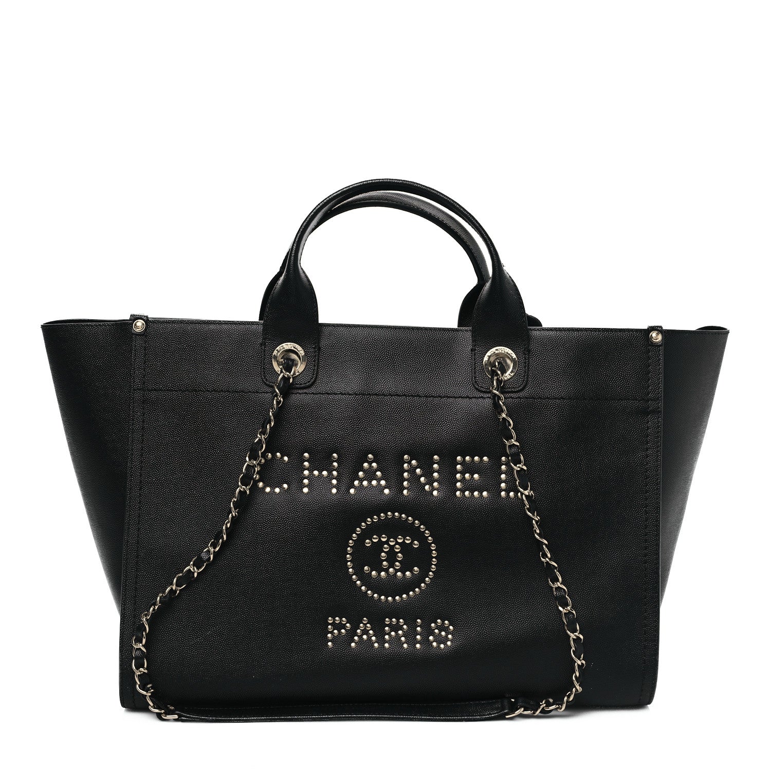 Chanel Caviar Large Studded Deauville Tote Black 1 of 9