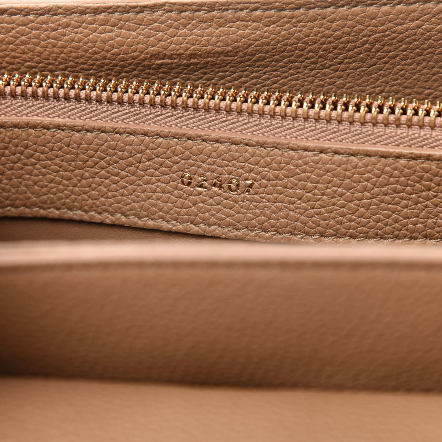 Grained Calfskin Small 16 Top Handle Bag Beige