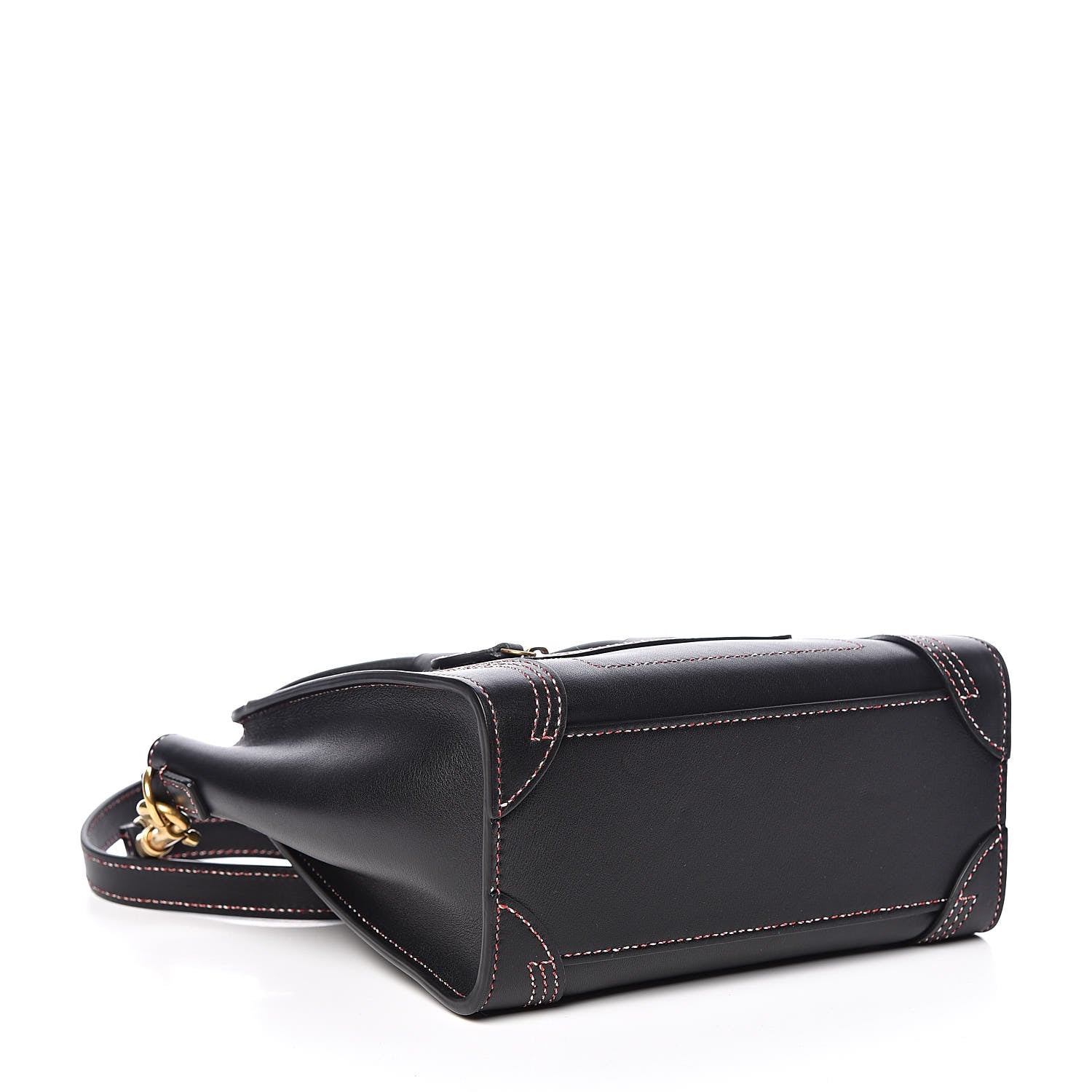 Celine Smooth Calfskin Multicolor Stitch Nano Luggage Black 4 of 13