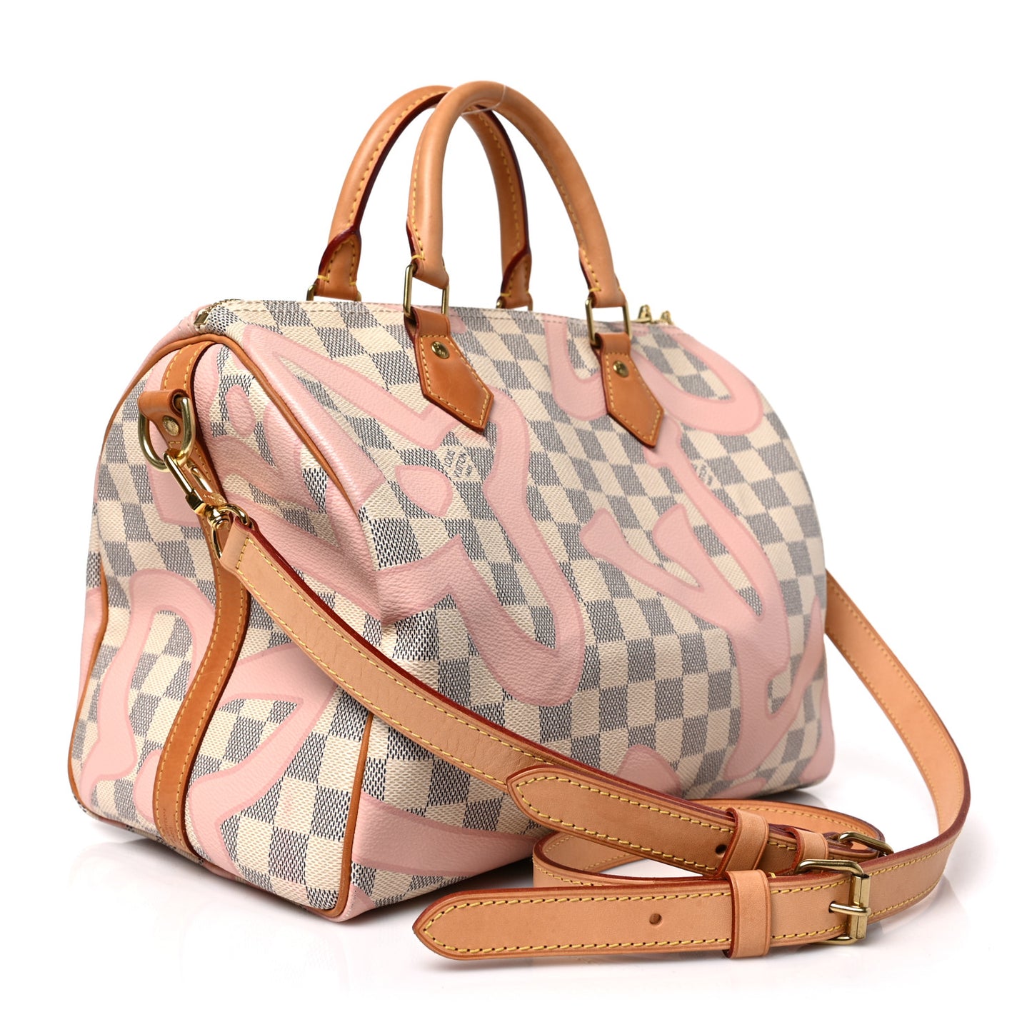Damier Azur Tahitienne Speedy Bandouliere 30 Rose Ballerine