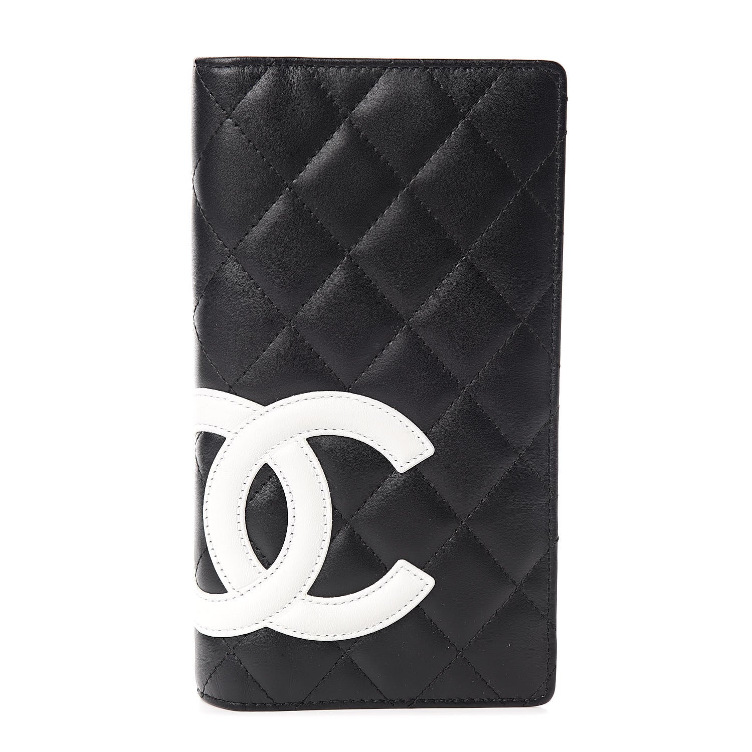 Chanel Calfskin Quilted Cambon Yen Wallet Black White 1 of 9