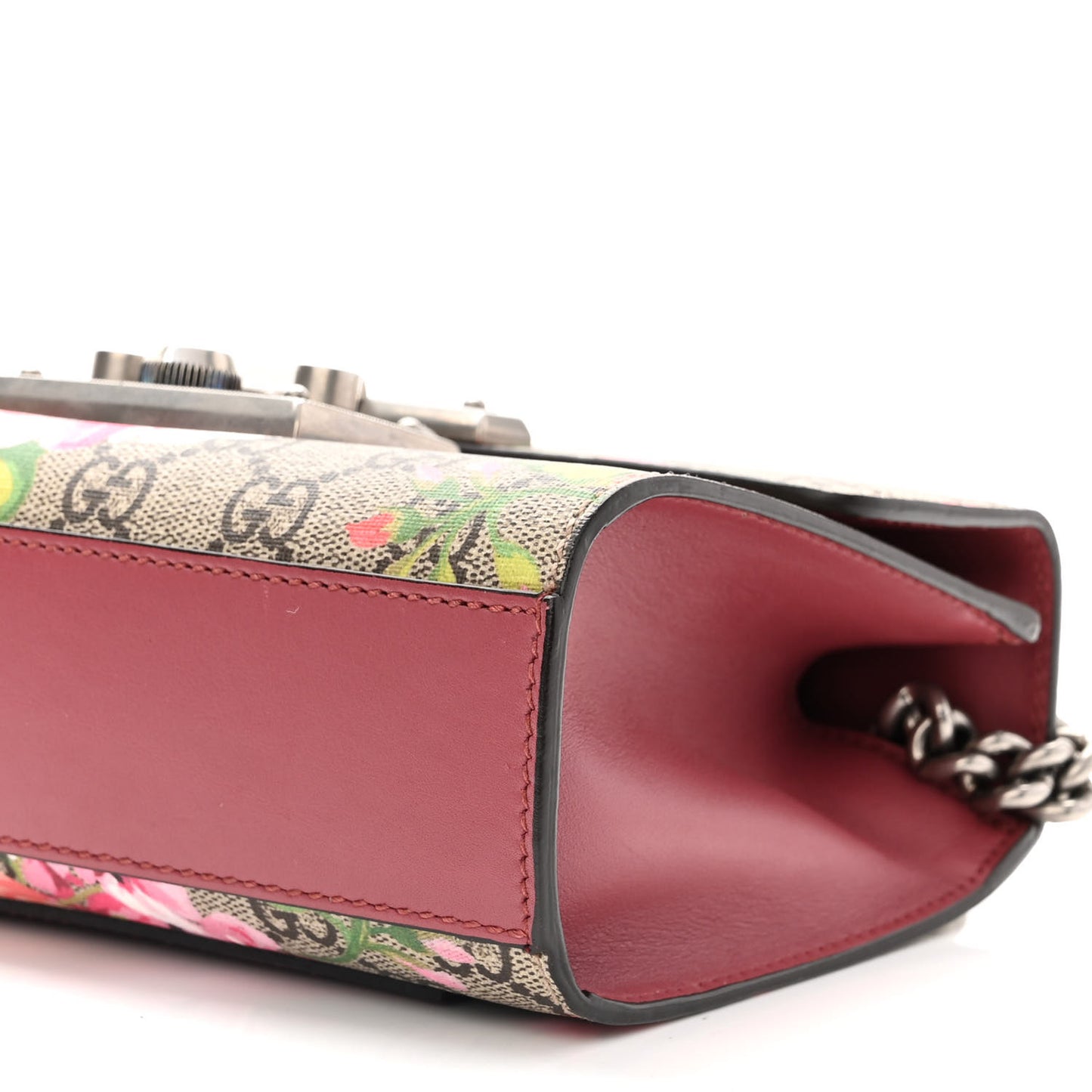 GG Supreme Monogram Blooms Small Padlock Shoulder Bag Beige Multicolor Dry Rose