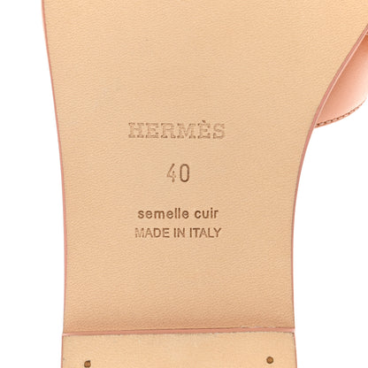 Hermes Box Calfskin Oran Sandals 40 Granit Rose 6 of 9