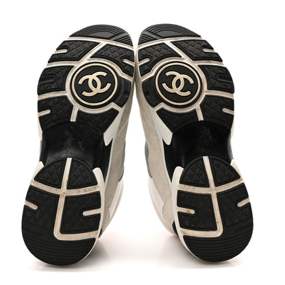 Chanel Calfskin Fabric Sneakers 40.5 White Silver Fluo Pink 5 of 7