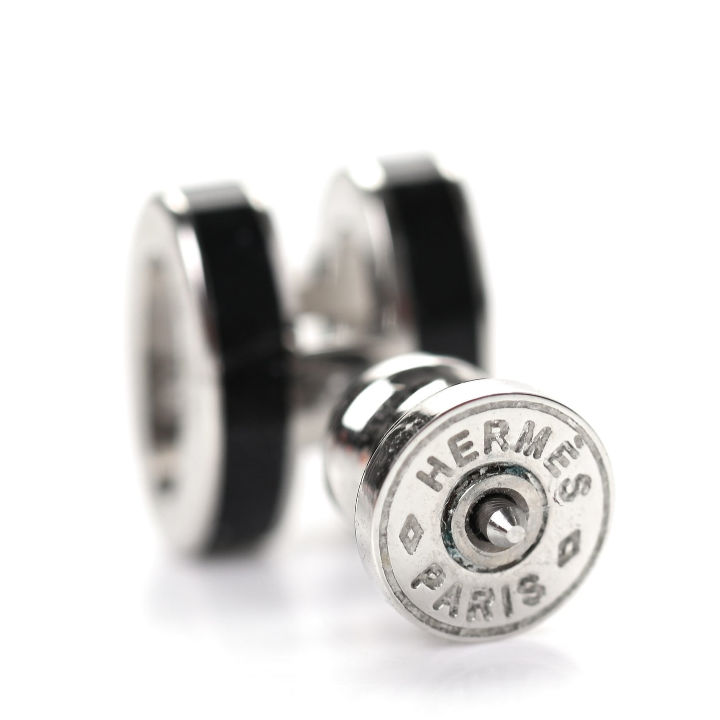 Palladium Lacquered Mini Pop H Earrings Black
