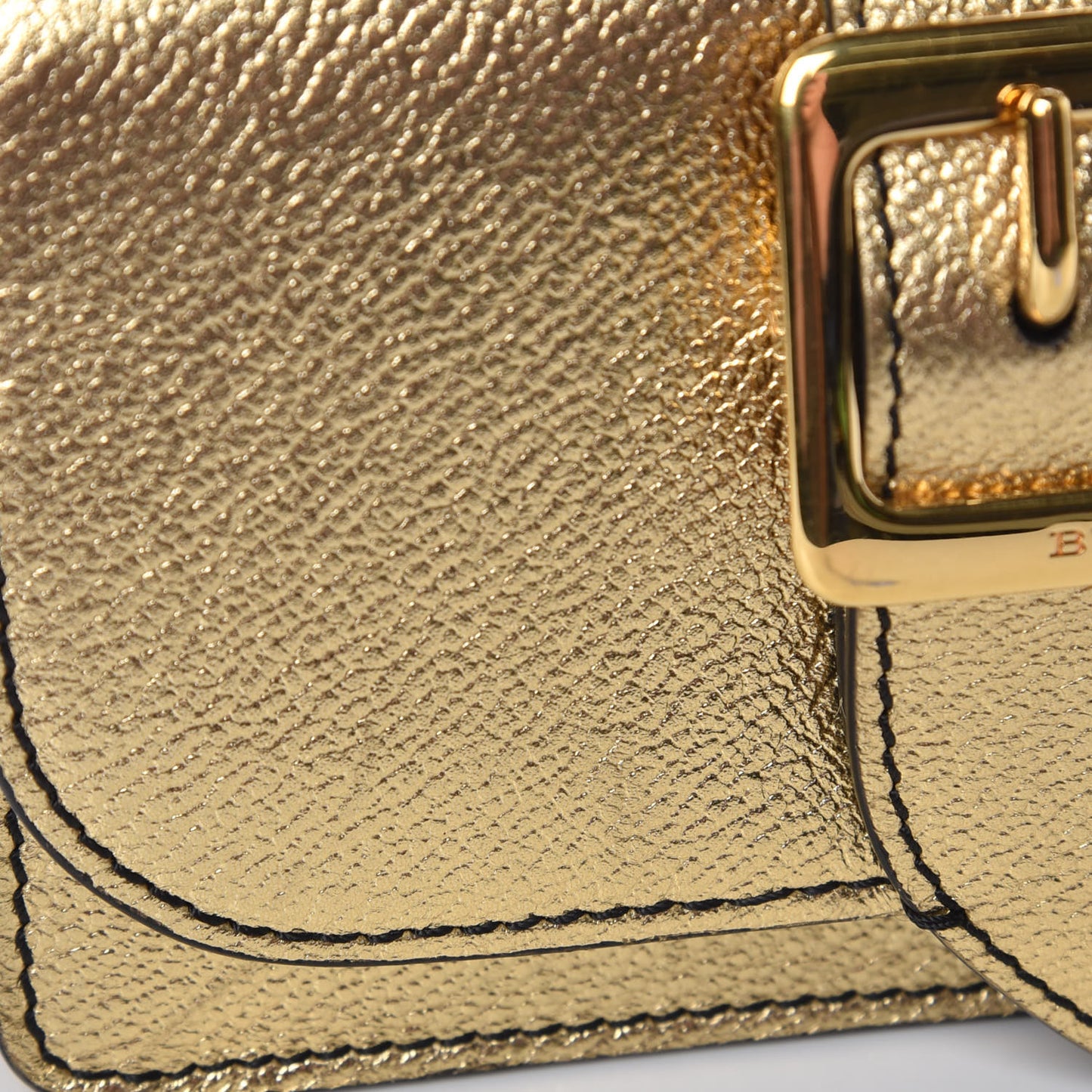 Metallic Soft Grain Calfskin Mini Phone Buckle Bag Gold