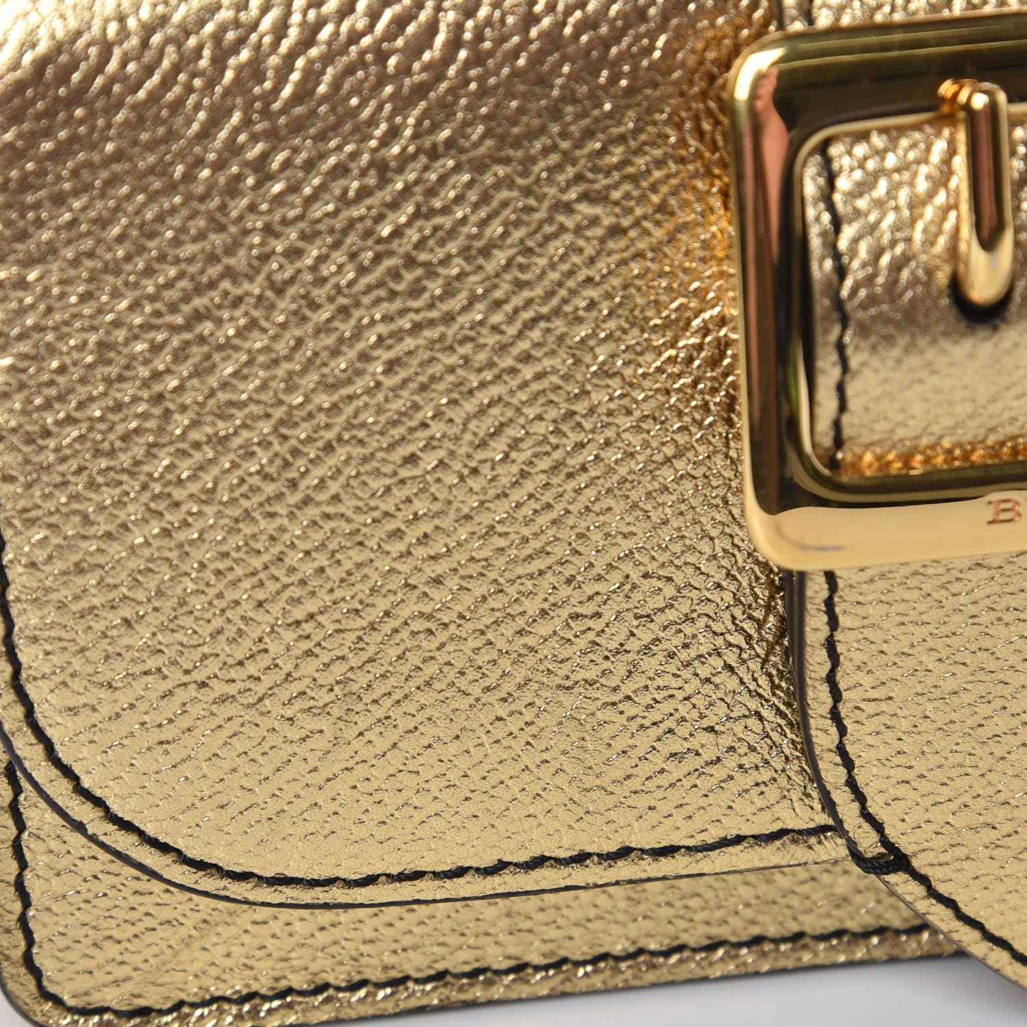 Burberry Metallic Soft Grain Calfskin Mini Phone Buckle Bag Gold 11 of 11