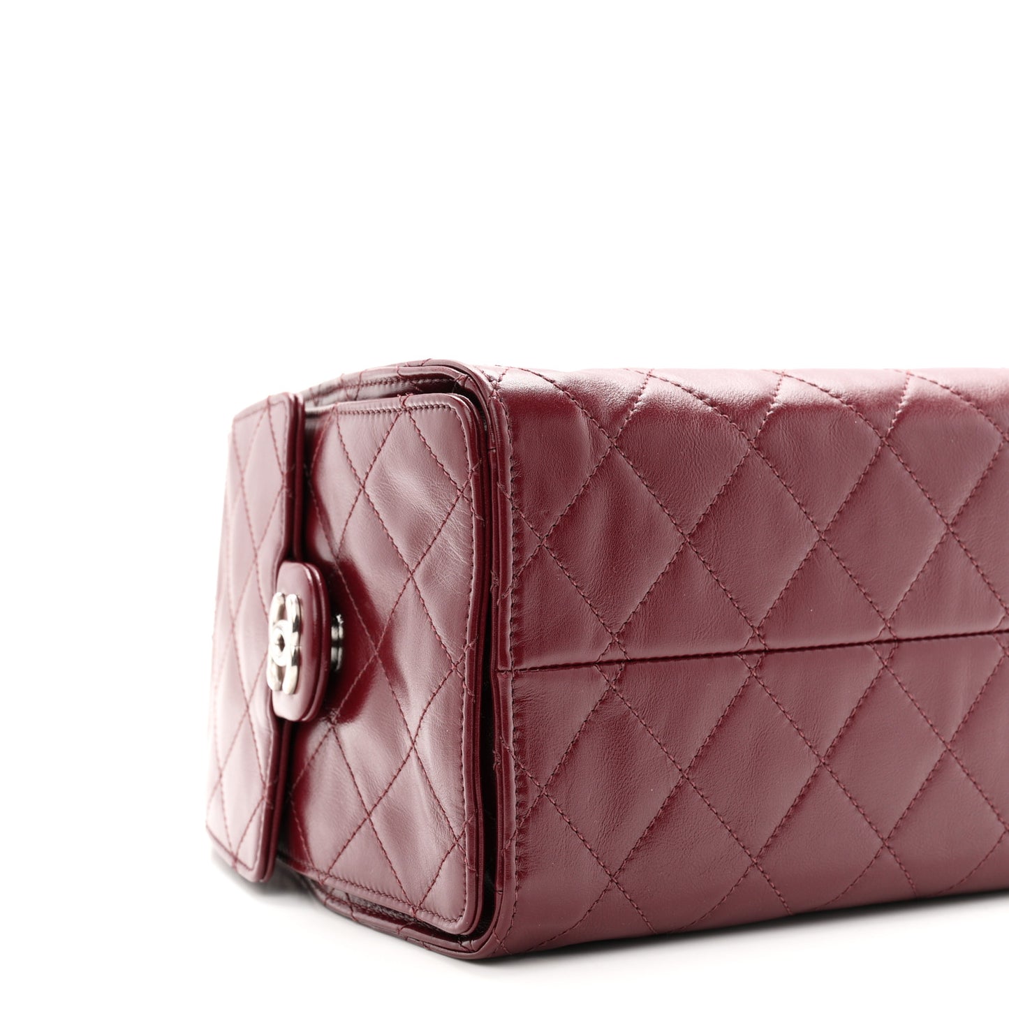 Shiny Calfskin Quilted Small Chanel 25 Handbag Burgundy