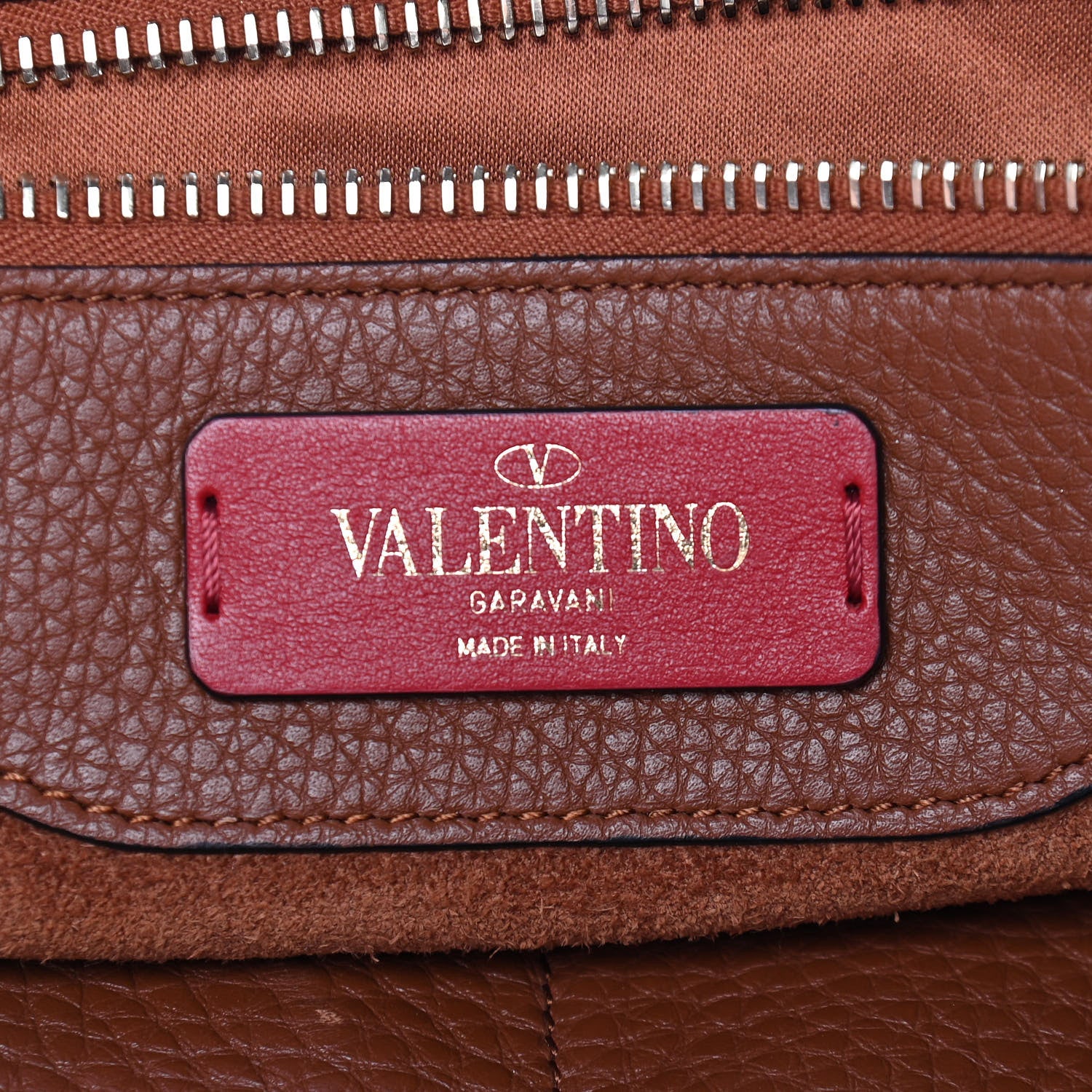 Valentino Garavani Grained Calfskin Rockstud Shoulder Tote Bright Cognac 11 of 14