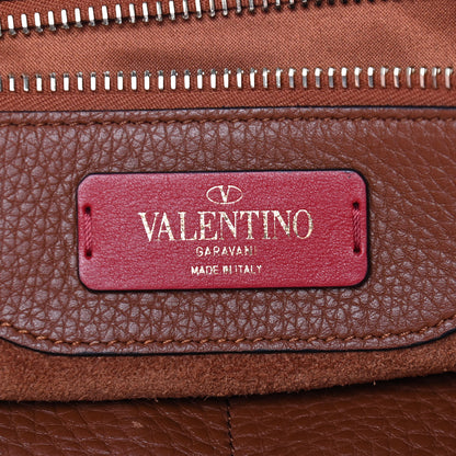 Valentino Garavani Grained Calfskin Rockstud Shoulder Tote Bright Cognac 11 of 14