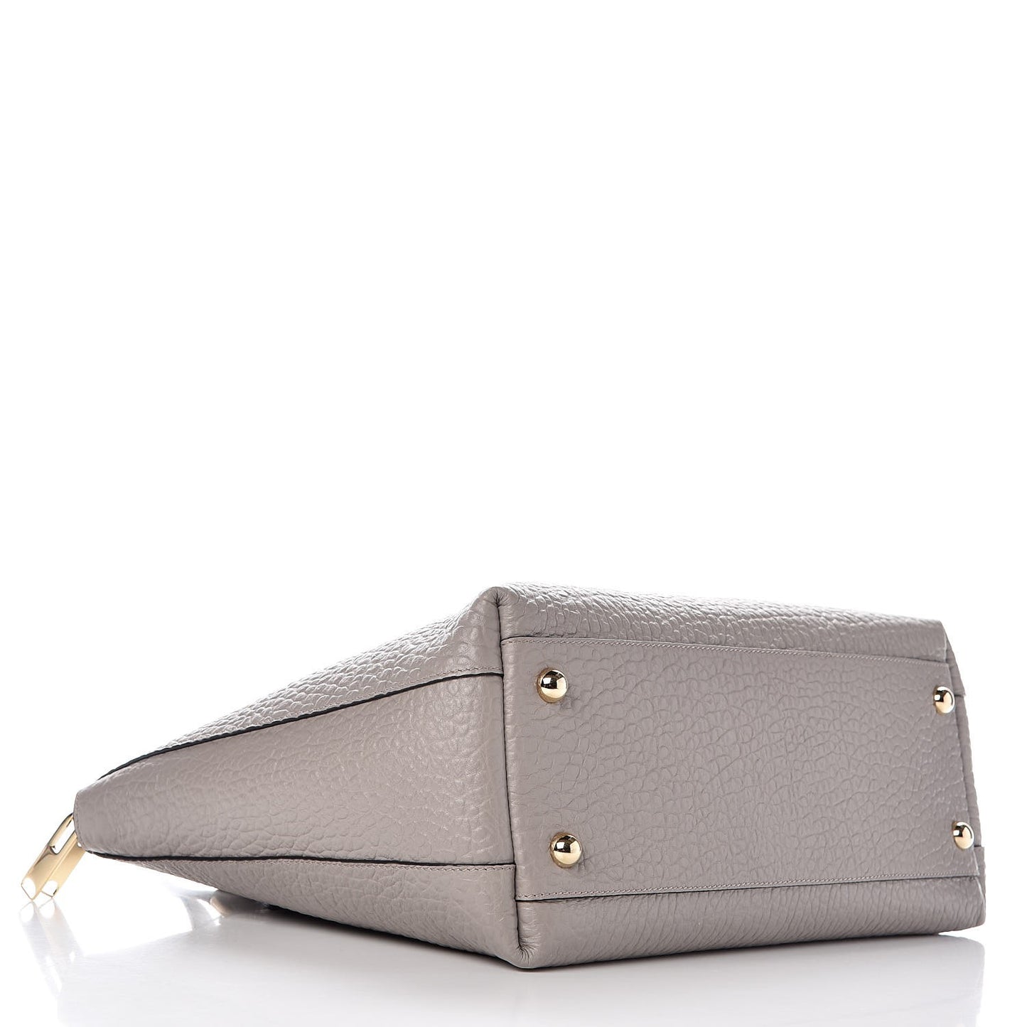 Signature Grain Calfskin Medium Welburn Tote Pale Grey