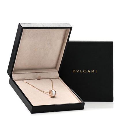 Bulgari 18K Rose Gold White Ceramic B.Zero1 Pendant Necklace 8 of 8