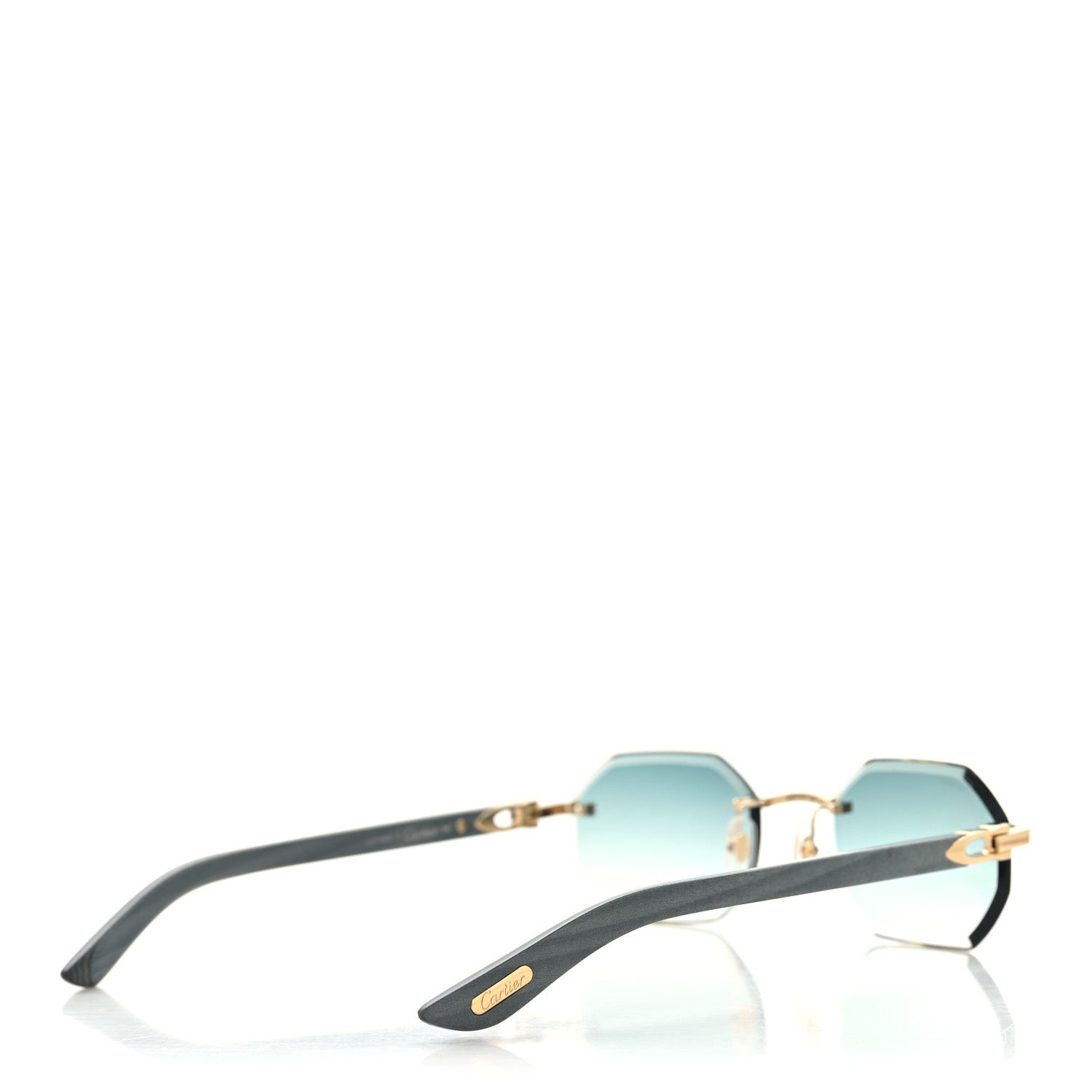 Cartier Wood Elongated C de Cartier Rimless Sunglasses Green Cartier Wood Elongated C de Cartier Rimless Sunglasses Green