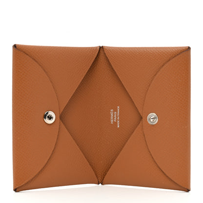 Hermes Epsom Calvi Card Case Gold 5 of 9