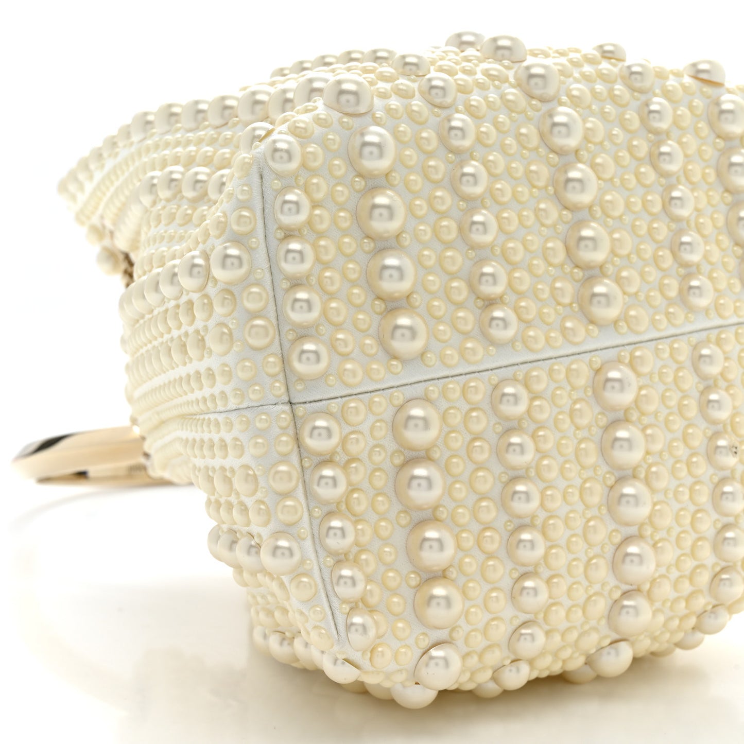 Satin Pearl Embellished Bon Bon Bag Ivory