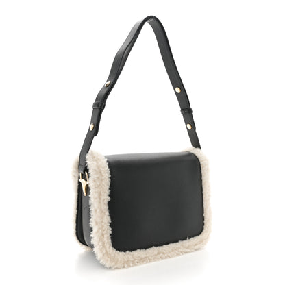 Gucci Sakai Be Green Calfskin Shearling Horsebit 1955 Shoulder Bag Black 3 of 11