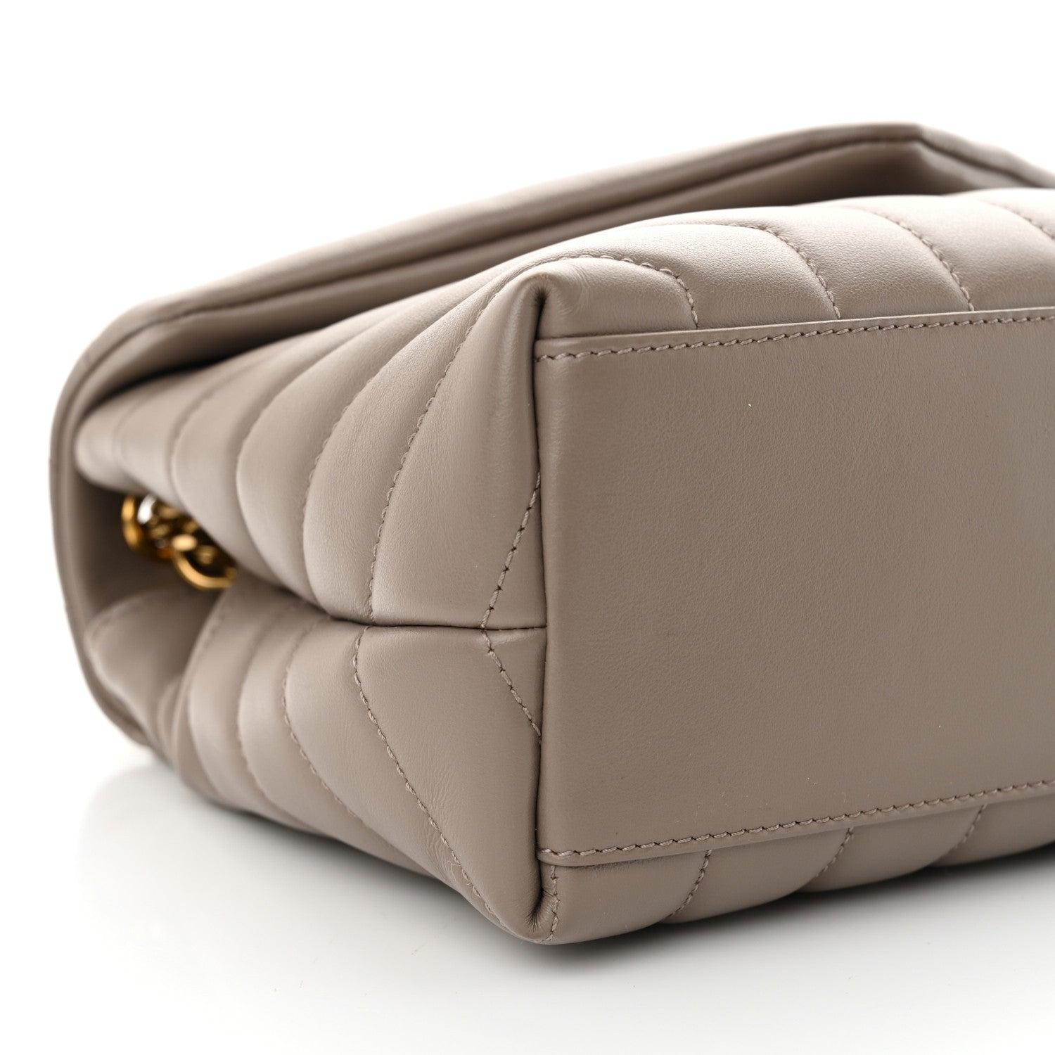 Saint Laurent Calfskin Y Quilted Monogram Small Loulou Chain Satchel Taupe 9 of 10