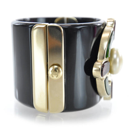 Chanel Resin Wide Gripoix Pearl Cuff Black 5 of 6