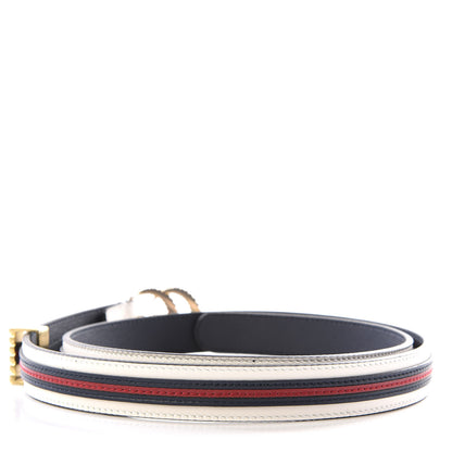 Gucci Calfskin Torchon Double G 20mm Belt 80 32 Off White Blue Red 2 of 6
