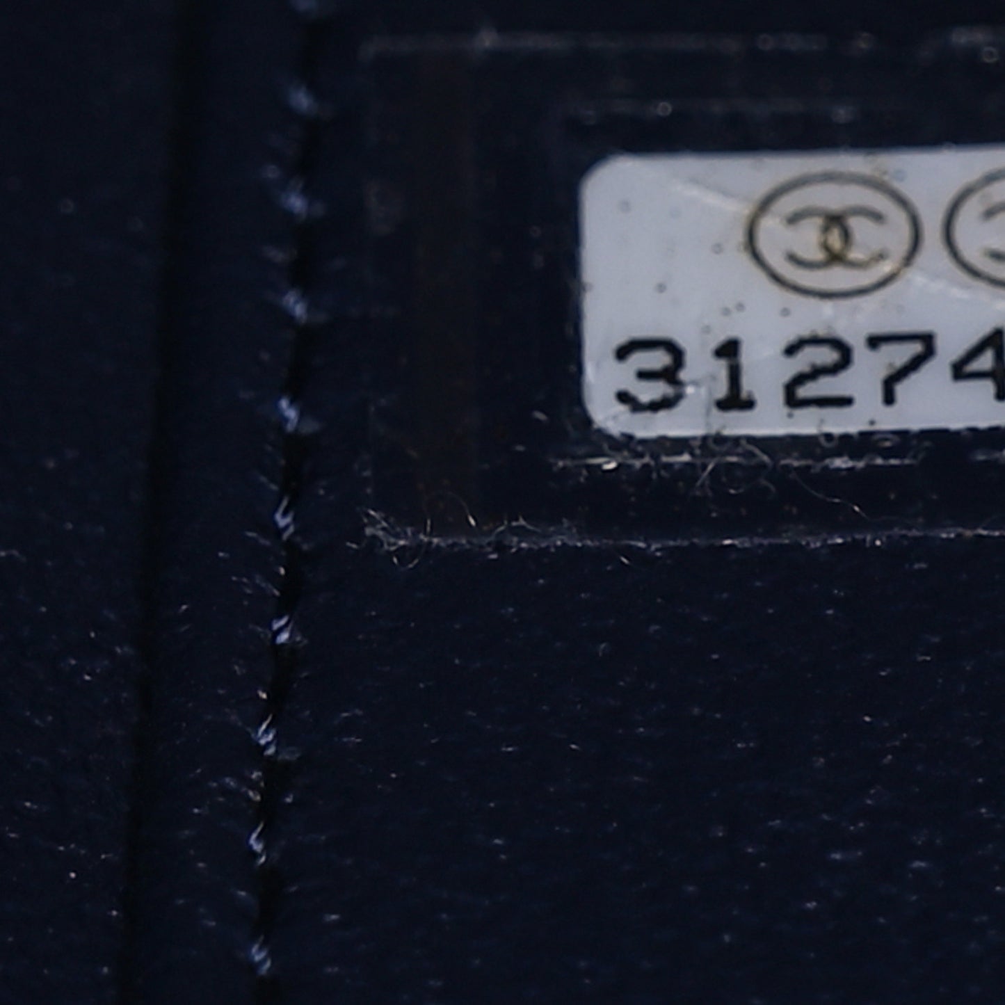 Caviar Quilted Small Top Handle Vanity Case With Chain Navy Blue