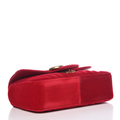 Gucci Velvet Matelasse Mini GG Marmont Shoulder Bag Hibiscus Red 4 of 7