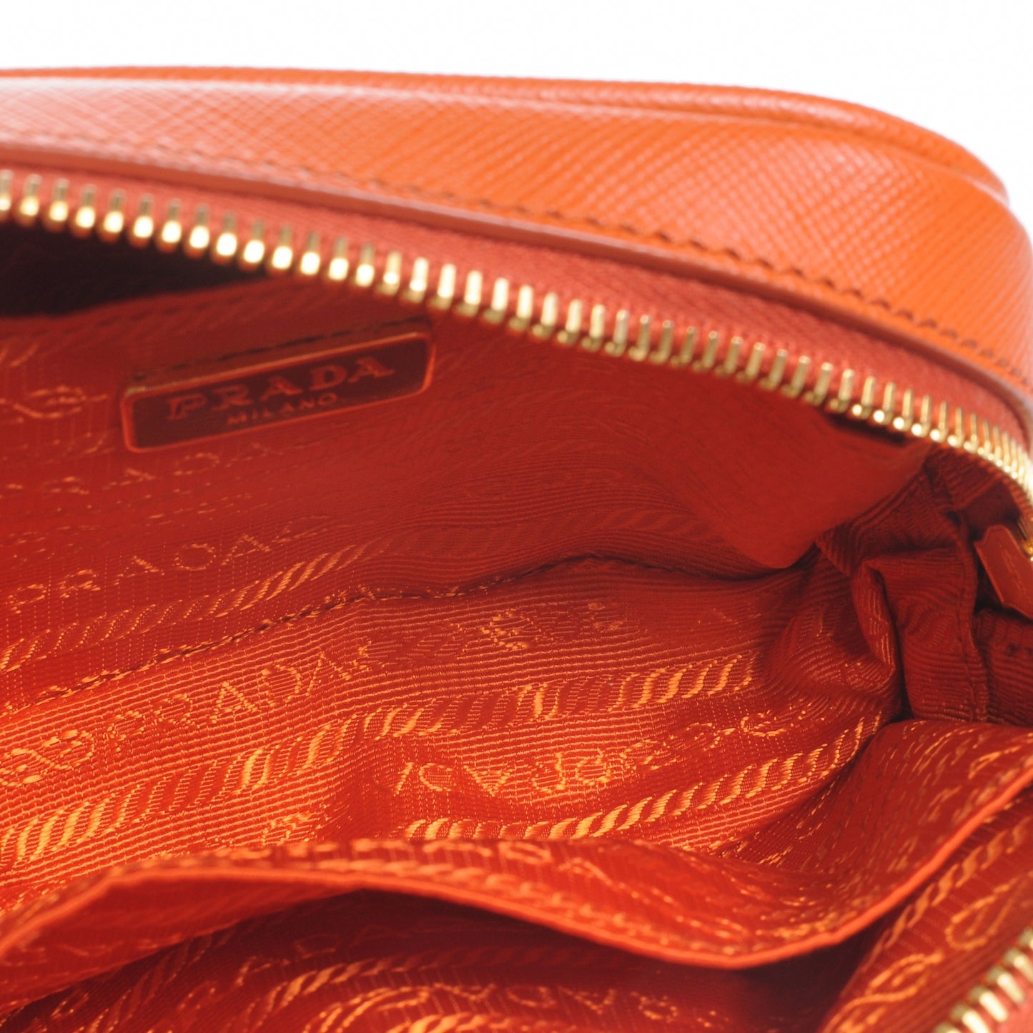Saffiano Mini Zip Crossbody Bag Papaya
