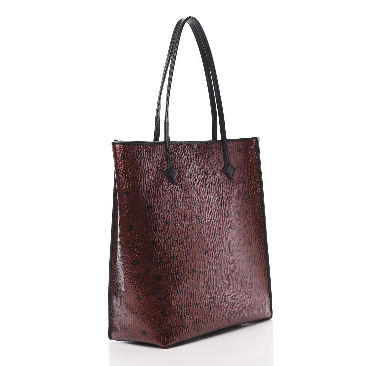 MCM Metallic Visetos Medium Kira North South Shopper Tote Scooter Red 4 of 11