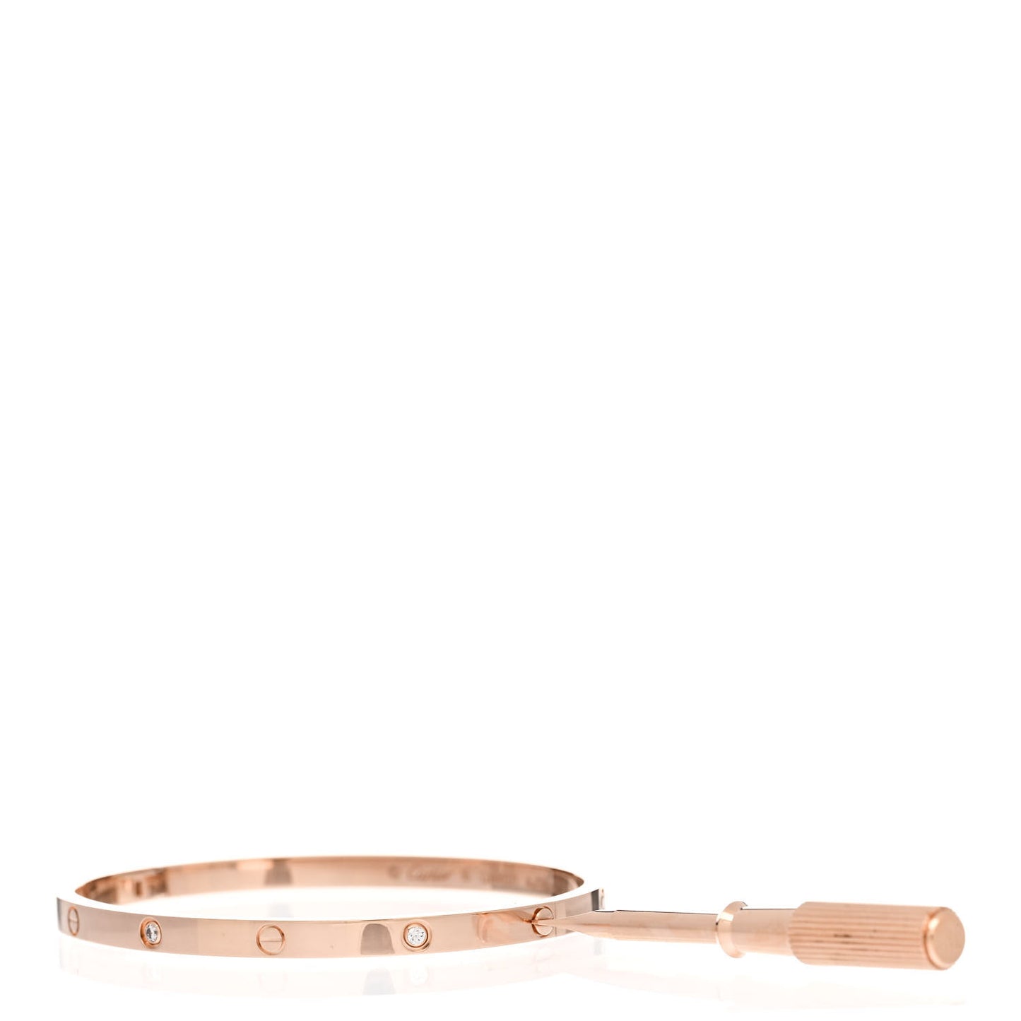 18K Pink Gold 6 Diamond Small LOVE Bracelet 16