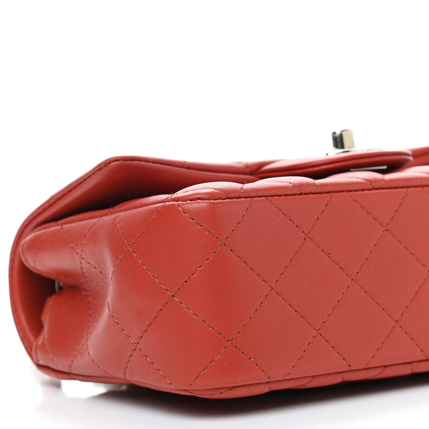 Lambskin Quilted Mini Rectangular Flap Brown