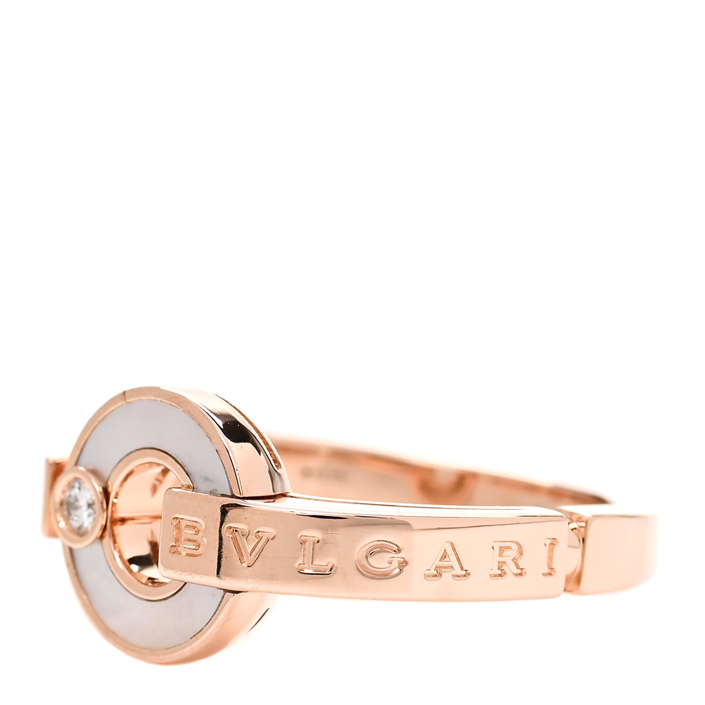 18K Rose Gold Diamond Mother of Pearl BVLGARI BVLGARI Band Ring 57 8
