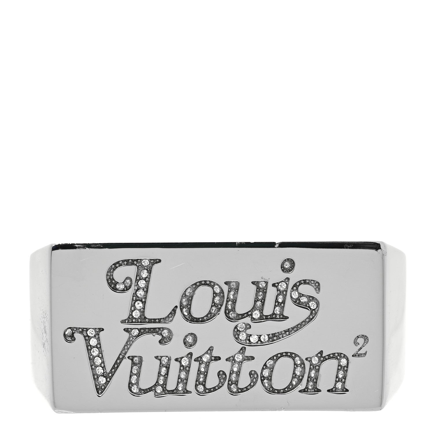 Louis Vuitton X NIGO Stainless Steel Strass Squared Double Ring L Silver 1 of 6