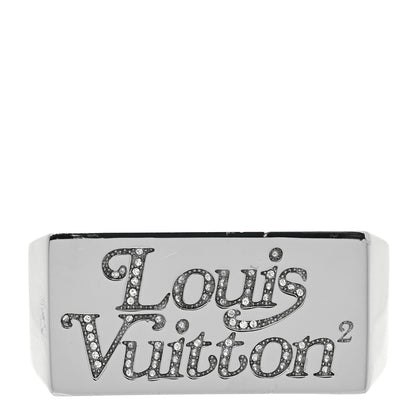Louis Vuitton X NIGO Stainless Steel Strass Squared Double Ring L Silver 1 of 6