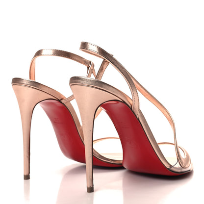 Christian Louboutin Kid Laminato Satin PVC Rosalie 100 Sandals 38 Leche 4 of 9