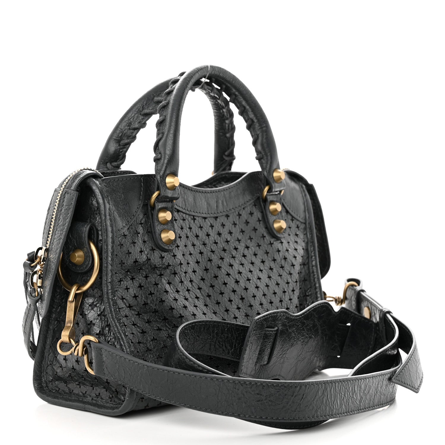 Balenciaga Agneau Stadio Laser Cut Cross Classic Gold Hardware Mini City Anthracite 3 of 10