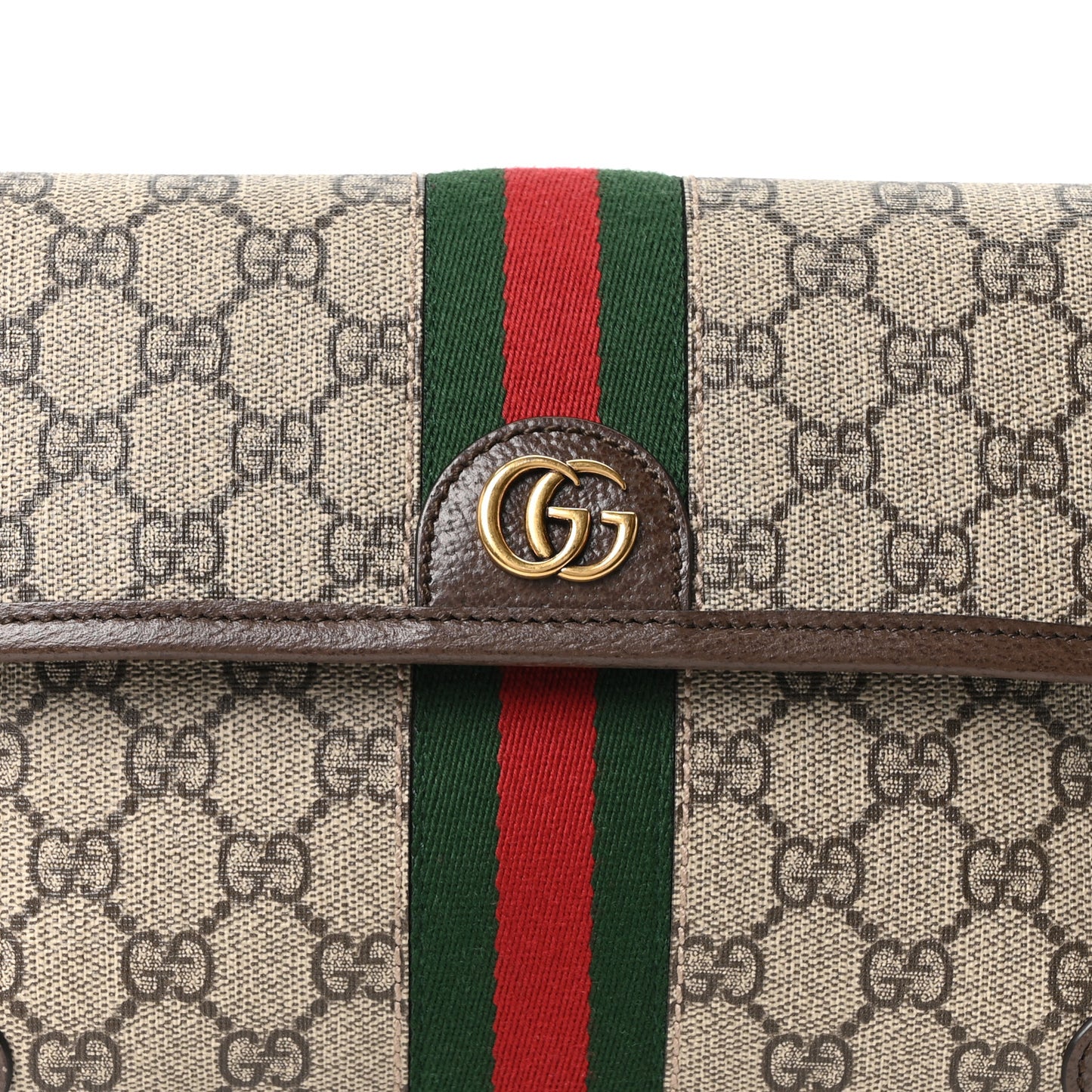 GG Supreme Monogram Web Small Ophidia Belt Bag Brown
