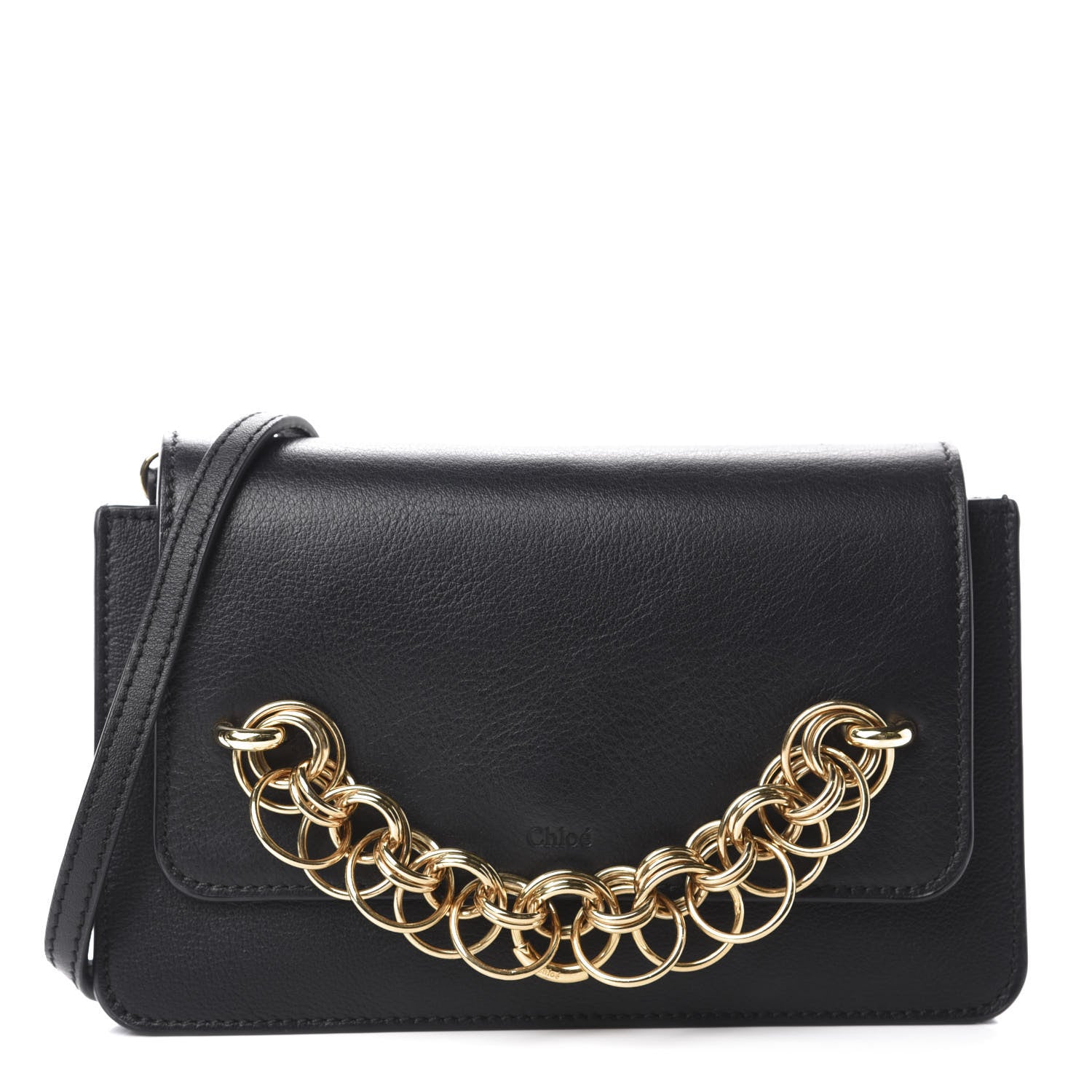 Chloe Smooth Calfskin Drew Bijou Clutch Black 1 of 10
