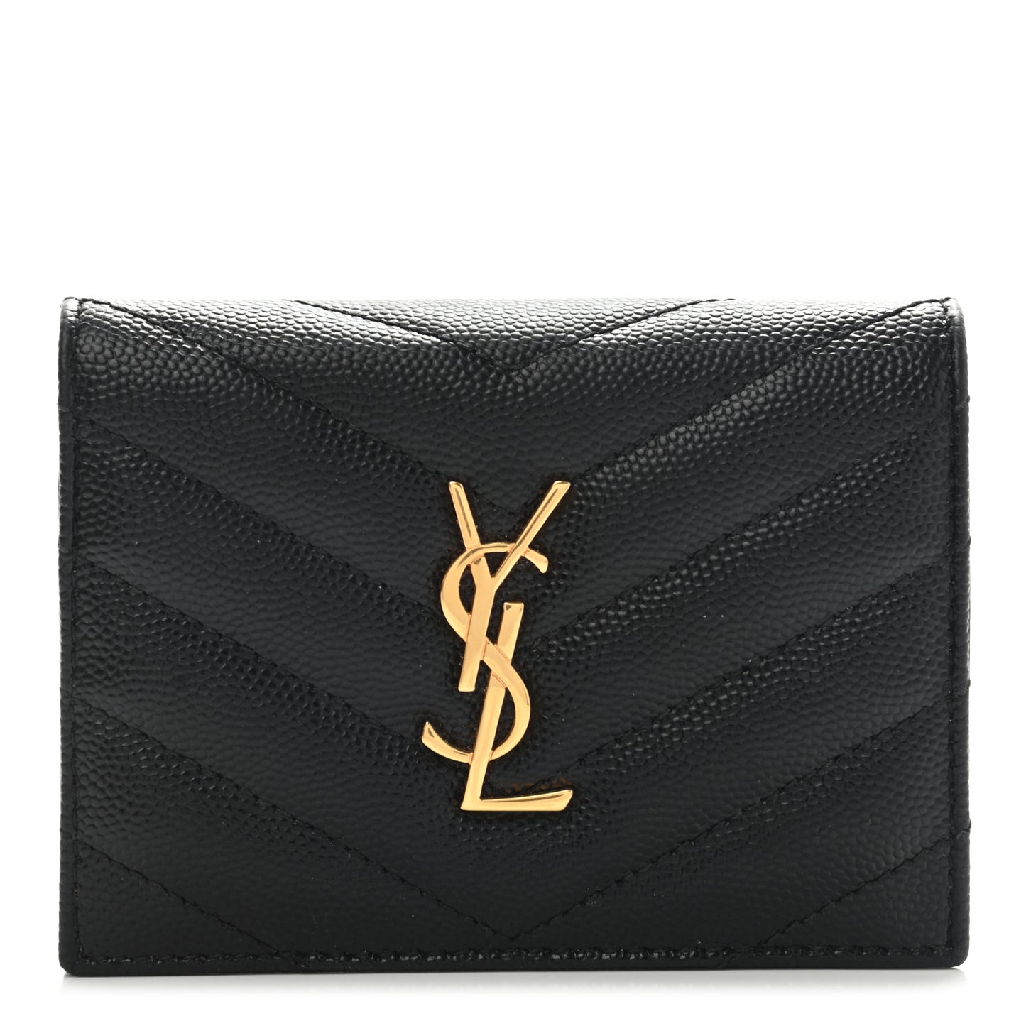 Grain De Poudre Matelasse Chevron Monogram Card Case Black