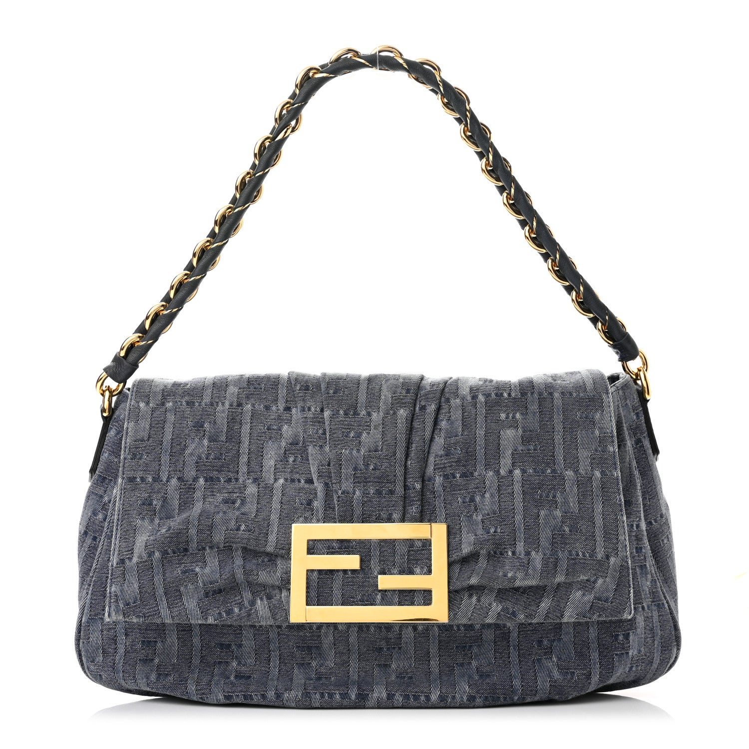 Fendi Denim Zucca Mia Shoulder Flap Blue 1 of 9