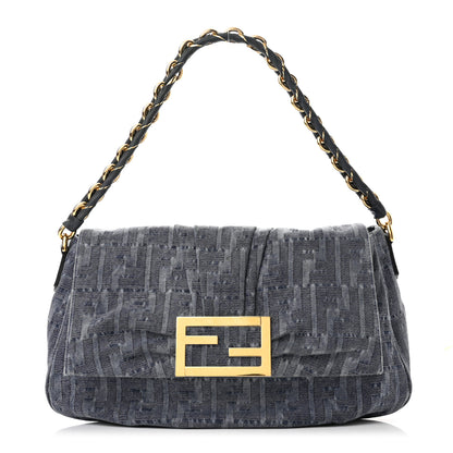 Fendi Denim Zucca Mia Shoulder Flap Blue 1 of 9