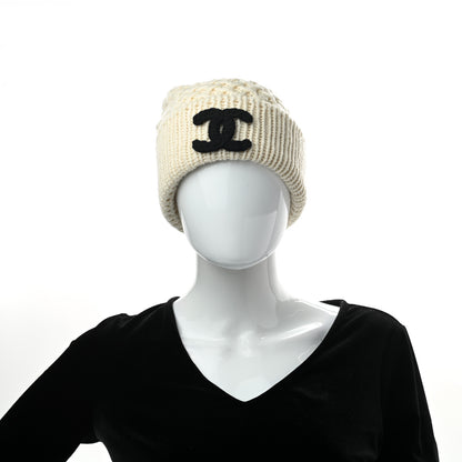 Chanel Cashmere CC Beanie Hat Ivory 2 of 5