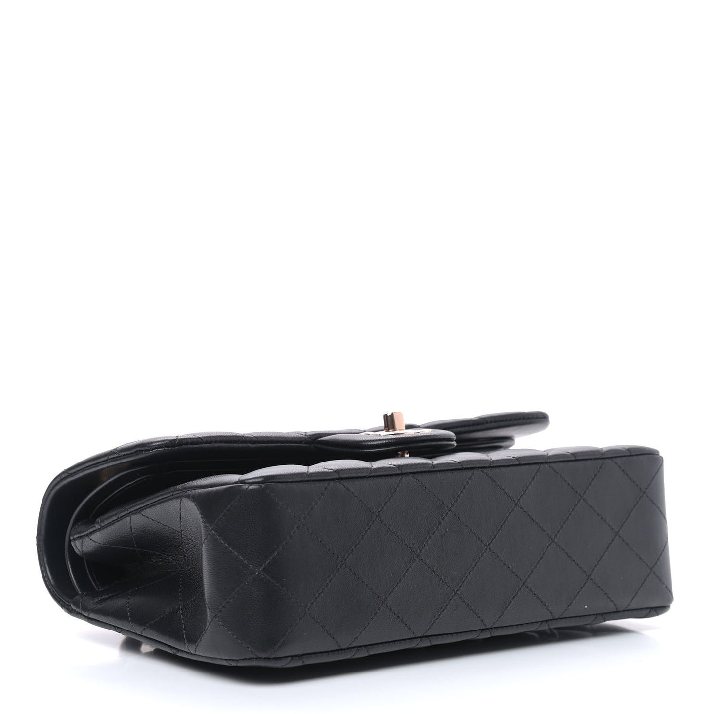 Lambskin Quilted Small Double Flap Black