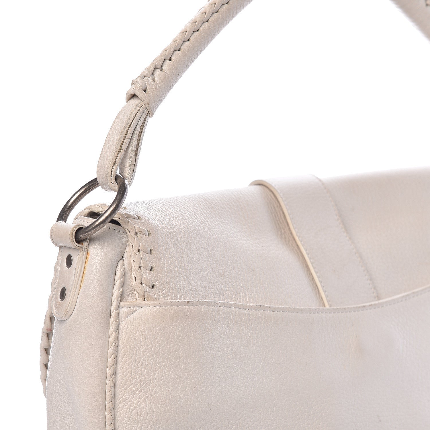 Christian Dior Calfskin Whipstitch Gaucho Double Saddle Bag White 19 of 20