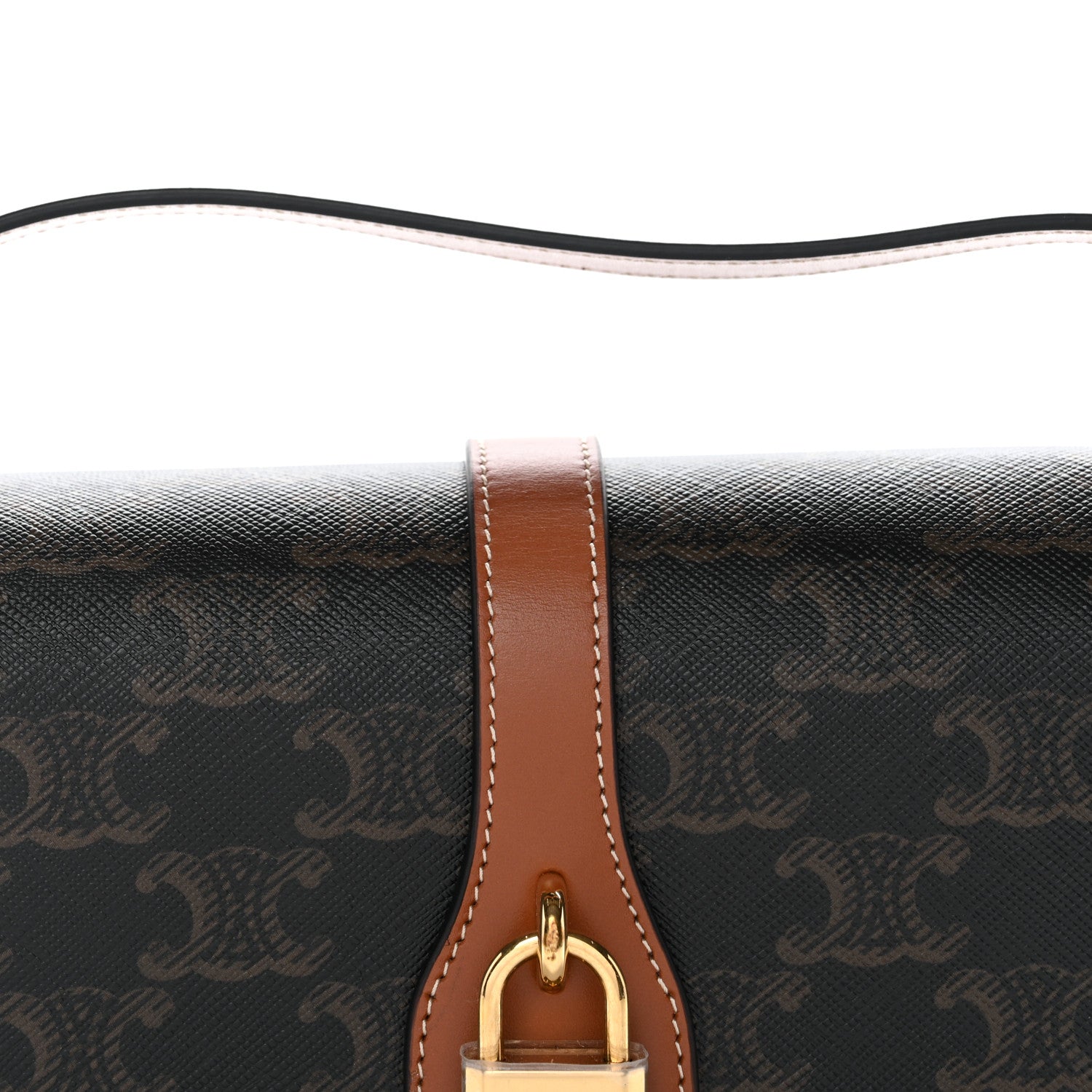 Celine Triomphe Canvas Calfskin Tabou Clutch on Strap Tan 7 of 9