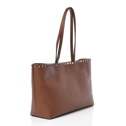 Valentino Garavani Grained Calfskin Small Rockstud Shoulder Tote Bright Cognac 3 of 10
