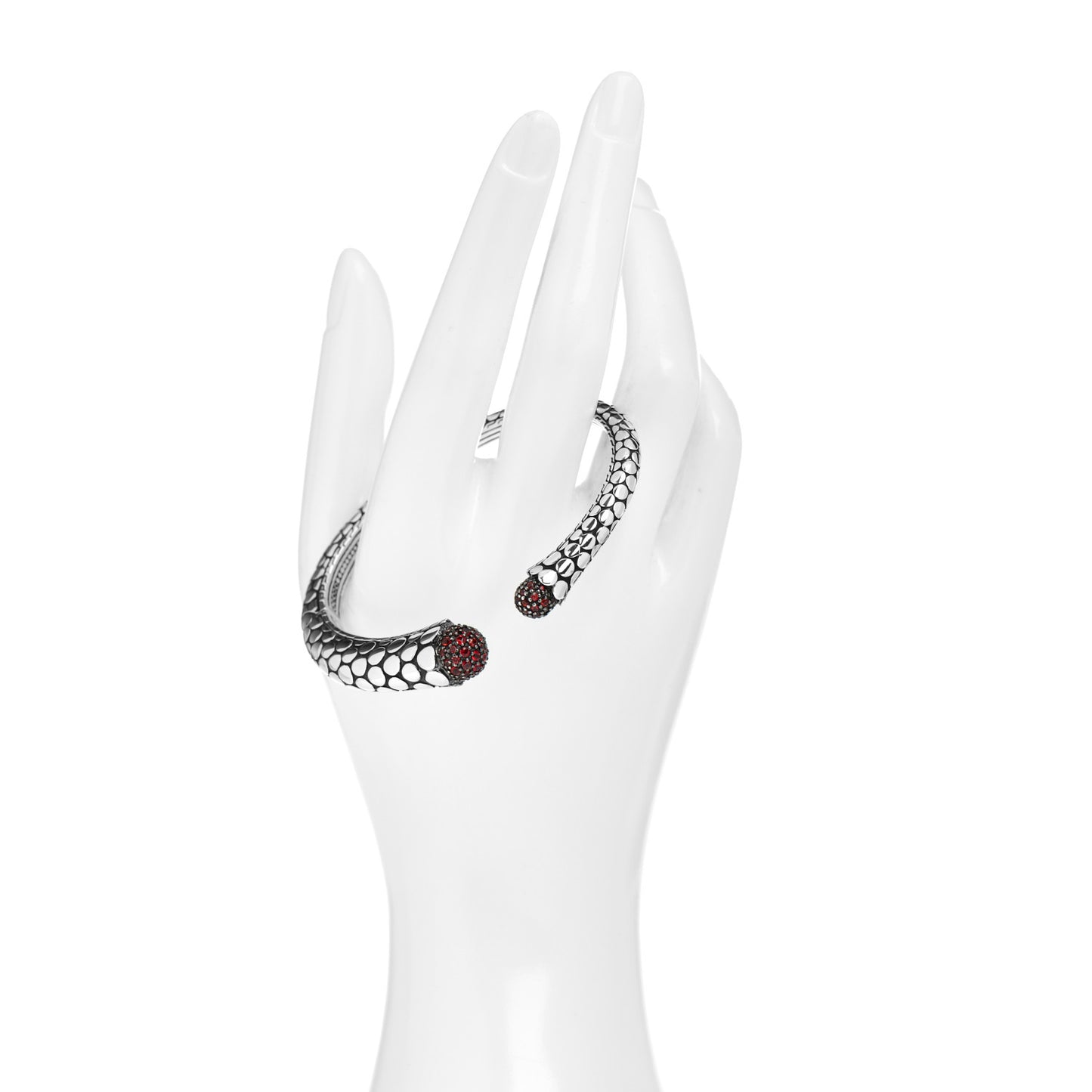 Sterling Silver Red Sapphire Dot Cuff Bracelet