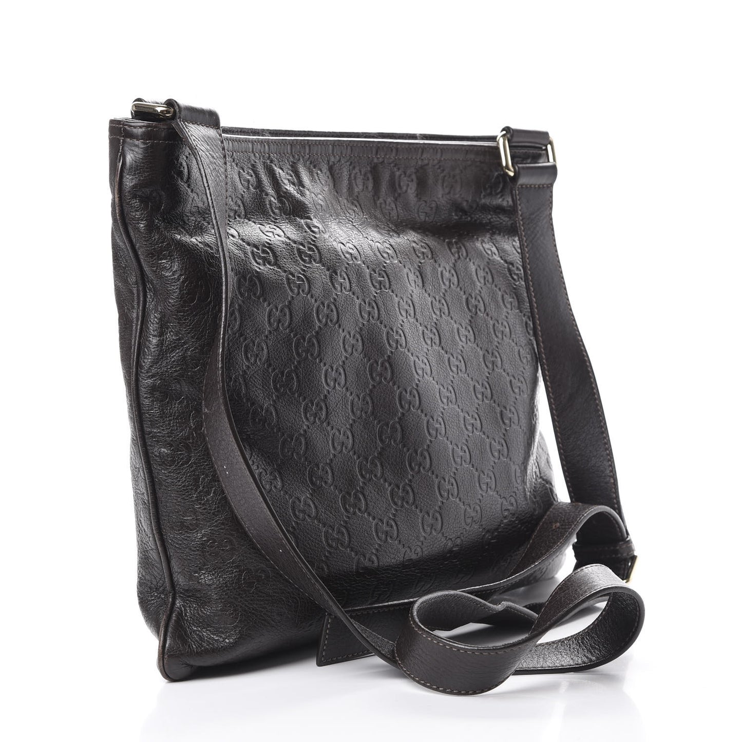 Guccissima Medium Flat Messenger Bag Dark Brown